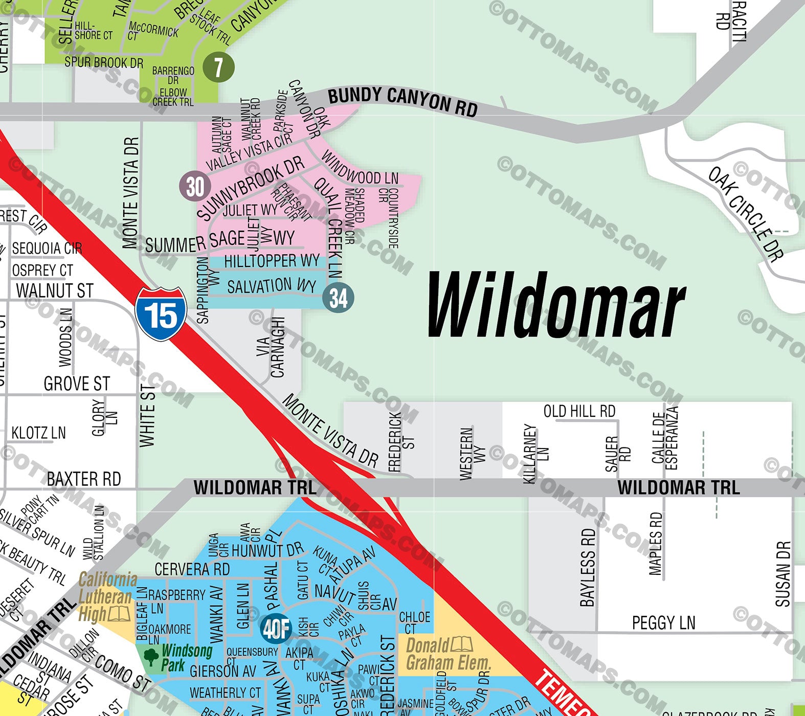 Wildomar Map - PDF, Editable, Royalty Free