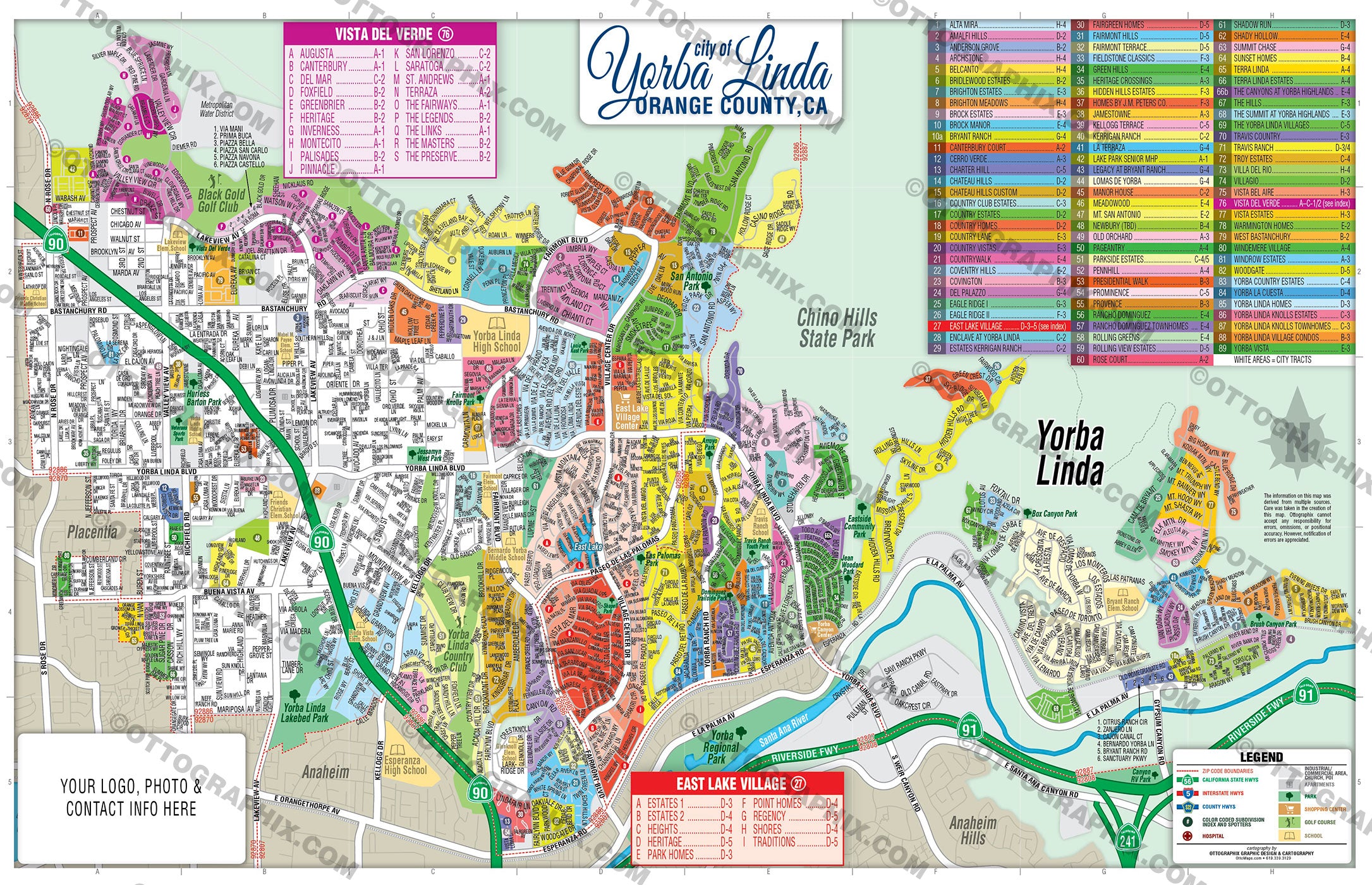 Yorba Linda Map, Orange County, CA